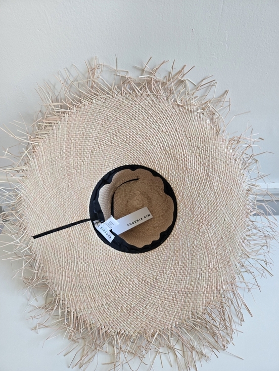 New Eugenia Kim Valentina Frayed Edge Palm Straw Adjustable Nude/Multi Sun Hat main image 6